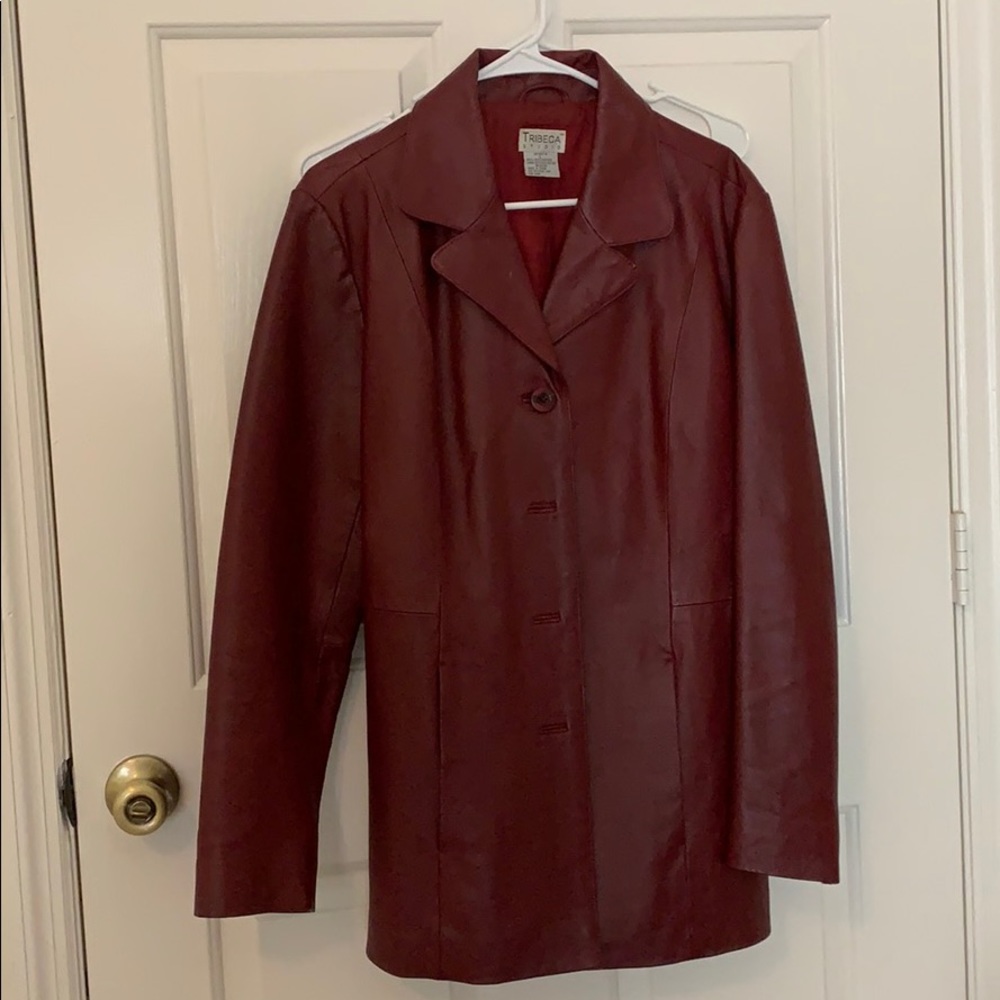 Red leather jacket